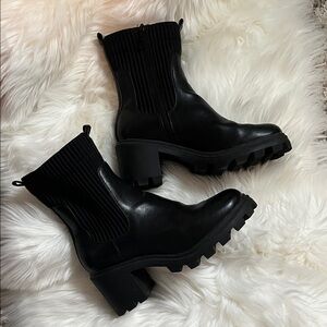 Chunky Black Ankle Lug Boots size 7